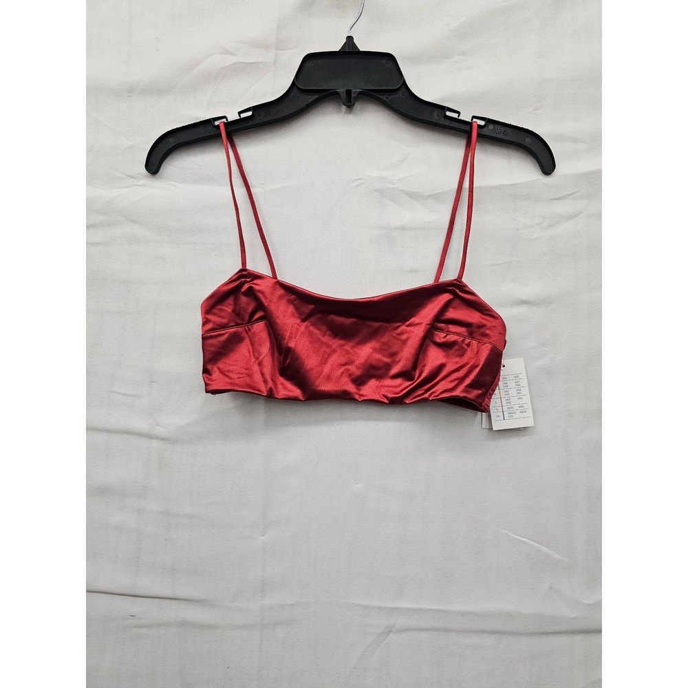 Auden Womens Red Satin Bralette Adjustable Straps Hook Back XS 023102978
